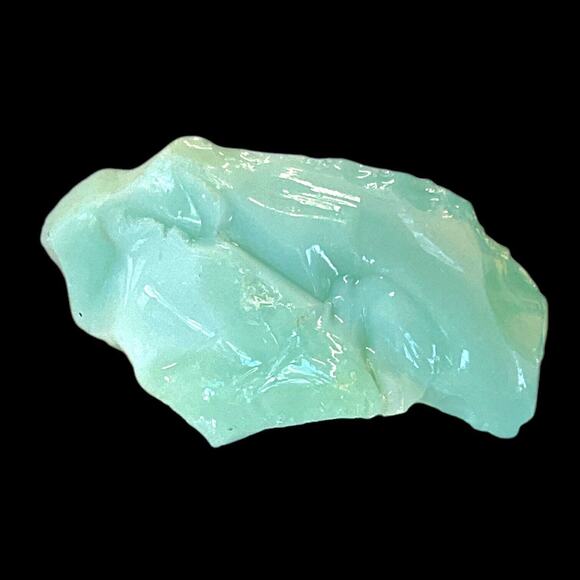 Green Aqua Layered Art Glass Cullet Glowing Manganese Slag Glass #5GX31 - Picture 2 of 7